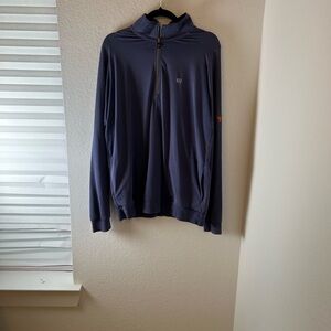 Travis Mathew Dark Blue Quarter Zip-Up large Sweater w/ embroidered bull